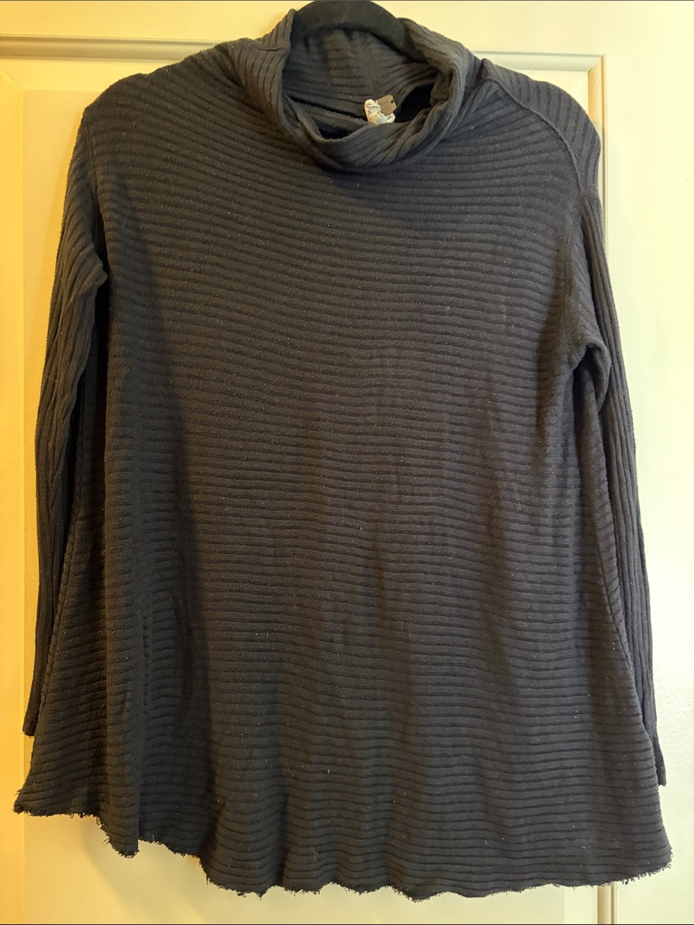 We The Free Charcoal Ribbed Cowl Neck Sweater